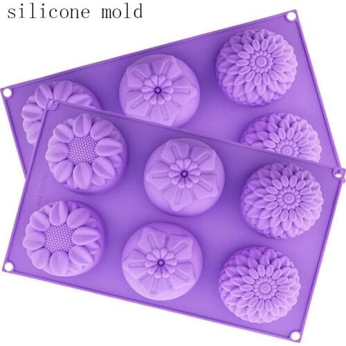 6-Hole Fashion Silicone Soap Mold Flower Pattern Rectangular Handmade Soap Making DIY Mould Accessory 1PCS