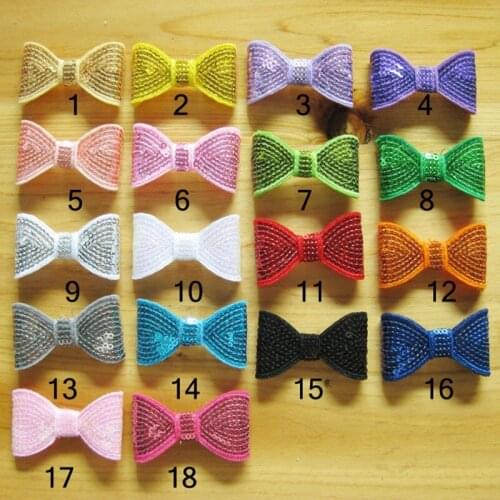 10PCS 5CM Shiny Sequin Hair Bows For Headbands Applique Glitter Sequin Hair Bows For Sewing Craft Hair Accessories