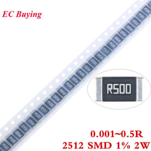 50pcs 2512 SMD Alloy Resistor Chip 2W 1% 0.001R 0.0015R 0.01R 0.012R 0.03R 0.05R 0.06R 0.1R 0.2R 0.22R 0.3R 0.33R 0.5R Ohm