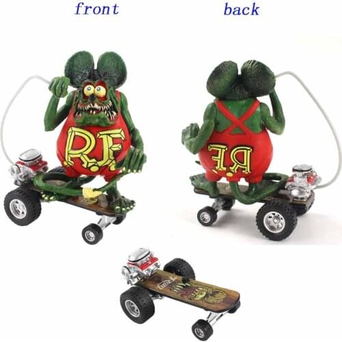 13cm Sidewalk Surfer Skateboard Rat Fink Action Figure Cartoon Green Mouse Fink PVC Model Toy gift for Kids