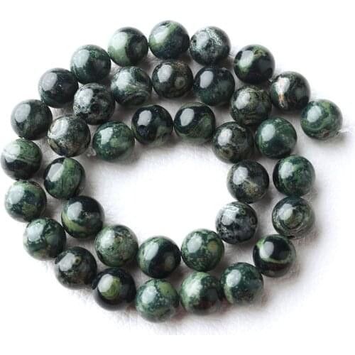 2 Strands Natural Genuine Dark Green Kambaba Jasper Round Jewellery Loose Small Ball Beads 6mm 8mm 10mm 12mm 15" 05455