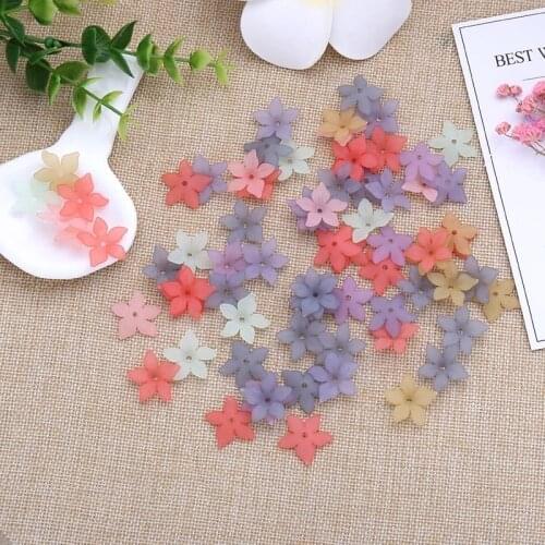 20pcs Plastic Acrylic 22mm five petaled dull polish Frosted flower Beads Fit Handmade DIY Earring Hair Accessories