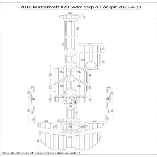 2016 Mastercraft X20 Swim Step & Cockpit Pad Boat EVA Teak Decking 1/4" 6mm