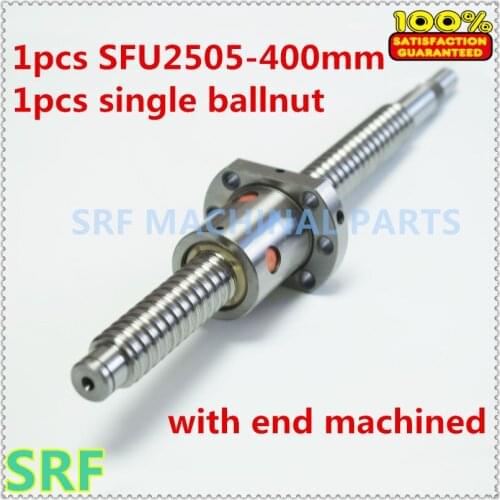 25mm Ballscrew RM2505 Rolled ball screw L=400mm with single ball nut for CNC with part BK/BF20 end processing