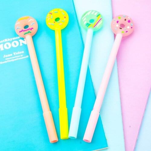 50PCS Creative Cartoon Candy-colored Doughnuts Gel Pens for Students and Children Writing Stationery Office Accessories