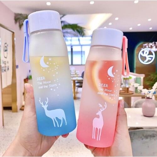 560ml Cartoon Deer Water Bottles for Girls Leak Proof Portable Water Cup Outdoor Travel Bike Plastic Animal Drinking Cup