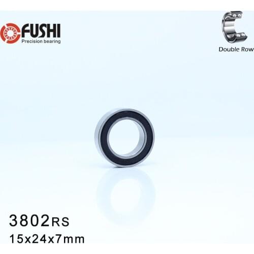 63802 Hybrid Ceramic Bearing 15*24*7 mm 1 PC Double Row Sealed Angular Contact Si3N4 Ball Bearings 3802 RS 3802-2RS