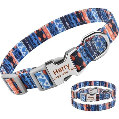 AiruiDog Personalized Dog Collar Durable Nylon Puppy Dogs Pet Name Free Engraved Collars