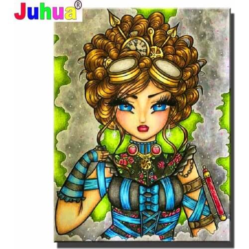 New 5d DIY Diamond Embroidery Mechanical Fairy Drill Diamond Painting Cartoon Big Eye Girl Home Decoration Child Gift