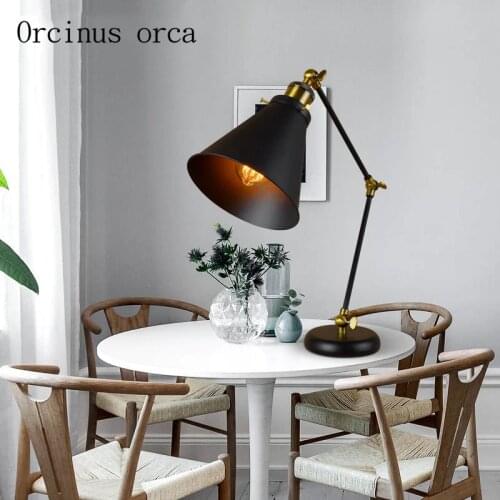 American retro creative iron art desk lamp living room bedside lamp industrial wind, modern simple LED reading desk lamp