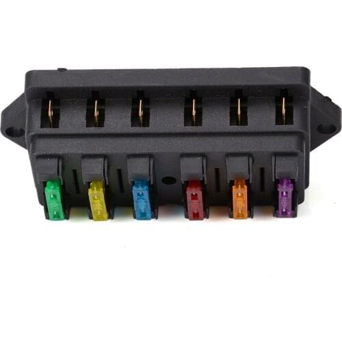 DC 12V/24V 6 Way Car Circuit Standard ATO Blade Fuse Holder with 6 Fuses 3A/5A/10A/15A/20A/30A