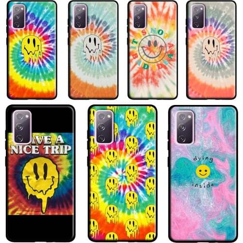 Colorful Tie Dye Smiley Face Case For Samsung Galaxy S20 FE S21 Ultra Note 20 Note 9 10 S10e S8 S9 S10 Plus Phone Cover