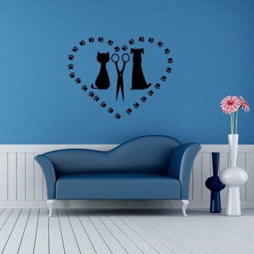 Pet Salon Wall Stickers Cat Love Dog Removable Decals For Kids Room Home Decor Pet Shop Wall Decal Vinyl Adhesive Sticker