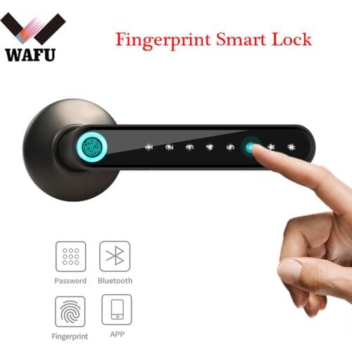 WAFU 016 Fingerprint Door Lock Bluetooth APP Control Password Lock Handle Smart Lock Keyless Entry Locks Works with iOS/Android