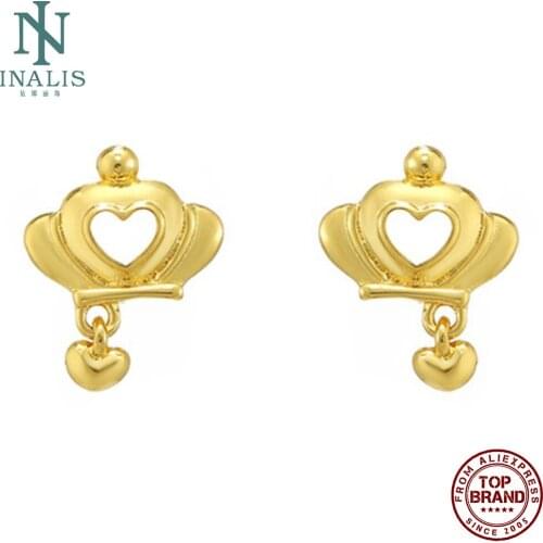 INALIS Gold Color Earrings For Women Simple Crown Heart Hollow Drop Earring Valentine Day Gift Fashion Jewelry Send Girlfriend