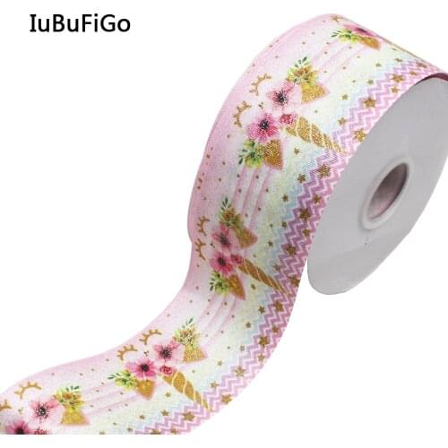 [IuBuFiGo] 5 yard 3" 75mm Foil Gold Grosgrain ribbon Horse gift ribbon bows DIY headband tape For Decorations