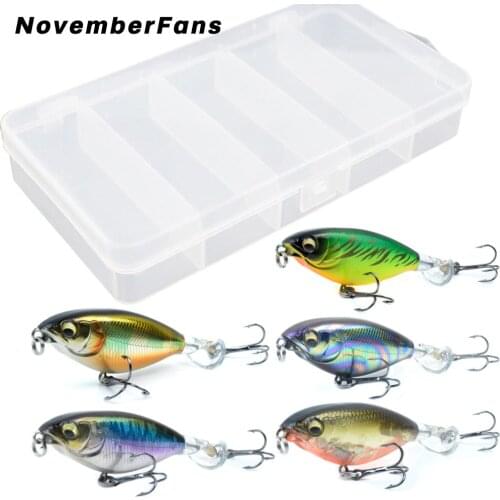 NovemberFans 5pcs/box Quality Topwater Lures 7.5cm 9cm Soft Rotate Tail Hard Body Popper Wobblers Artificial Fishing Lure Tackle