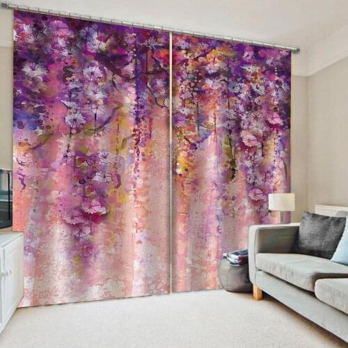 Beautiful Photo Fashion Customized 3D Curtains Photo pink flower curtains Decoration curtains