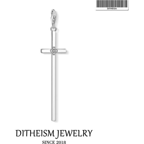 Long Cross Charms Pendant,2020 Spring Fashion Jewelry 925 Sterling Silver Trendy Faith Gift For Women Men Fit Bracelet Necklace