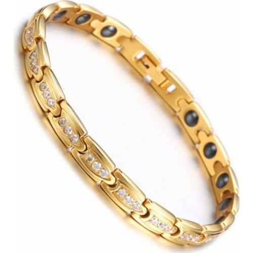 Stainless Steel Magnetic Bracelet for Women mens Gold Color Germanium Energy Bracelets Male Hand Chain