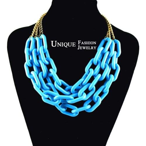 FishSheep Statement Big Acrylic Chunky Chain Multi Layer Necklace Choker Necklaces & Pendants Fashion 2018 Party Women Jewelry