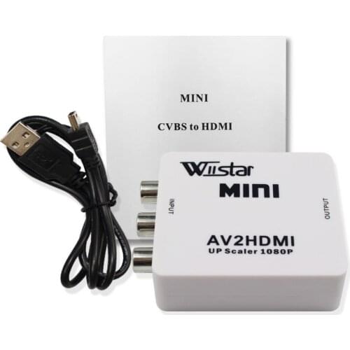 Mini AV to HDMI Converter RCA to HDMI Audio Video Adapter Resolution Up to 1080P with USB Charge Cable