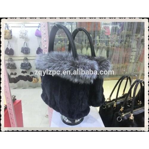 Fashion rex rabbit fur handbag/ actual fur lady shoulder bags