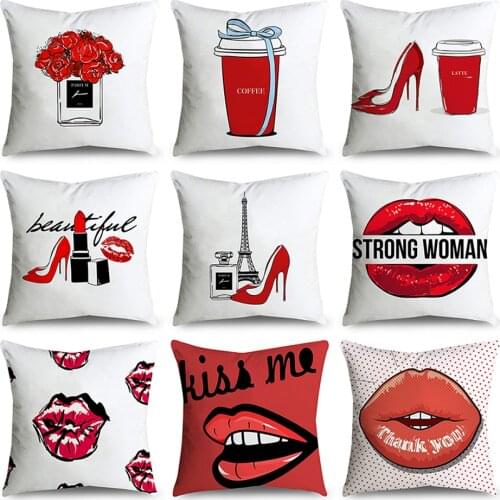 Fashion hot kiss pattern printed pillow case polyester fiber soft car sofa pillow decorative cushion cover