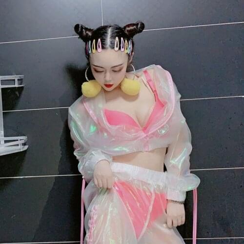 Holographic Hip Hop Set Girl Dance Costume Jazz Dance Cheerleading Nightclub DJ outfit Fashion Street Dance Wear