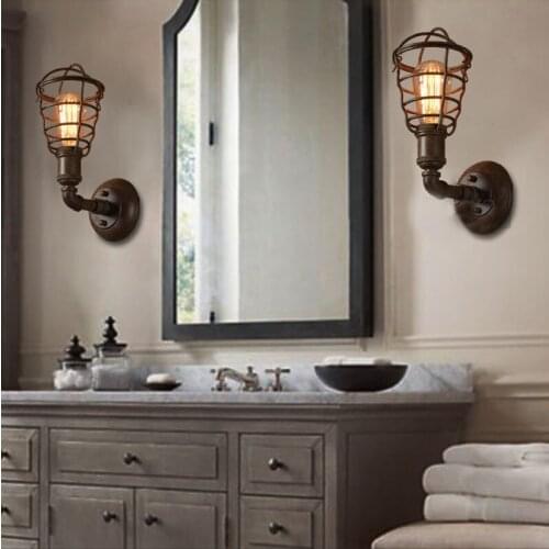 Black Bulb Cage Wall Pendant Light Industrial Guard Shade Lamp lustre pendente