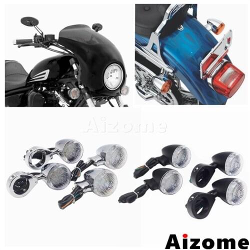 4PCS 41mm Tube And 6mm Bolts Motorcycle Turn Signal Light Indicator Lamp For Harley Cafe Racer Cruiser Chopper Custom Bike
