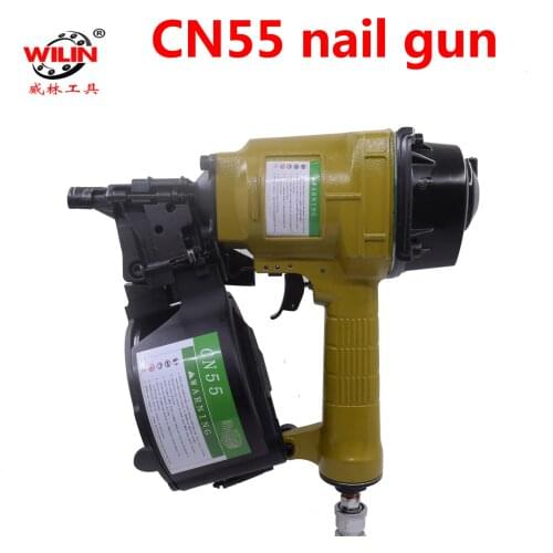 High Quality CN55 Industrial Pneumatic Coil Nailer Air Nail Gun Tool JN50C for wood working furniture roof sheating Box