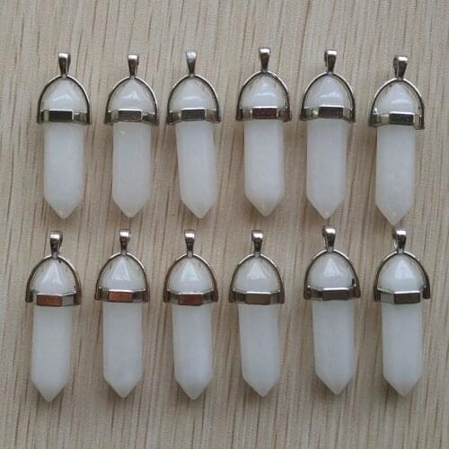 2017 high quality natural stone bullet shape charms point Chakra pendants for jewelry making 12pcs/lot Wholesale free