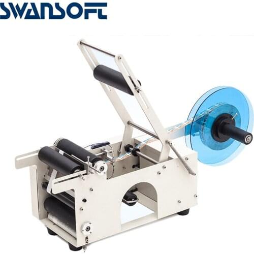 SWANSOFT Semi-automatic Flat Bottle Labeling Machine for tin bottles/jars/cans/Paper tube