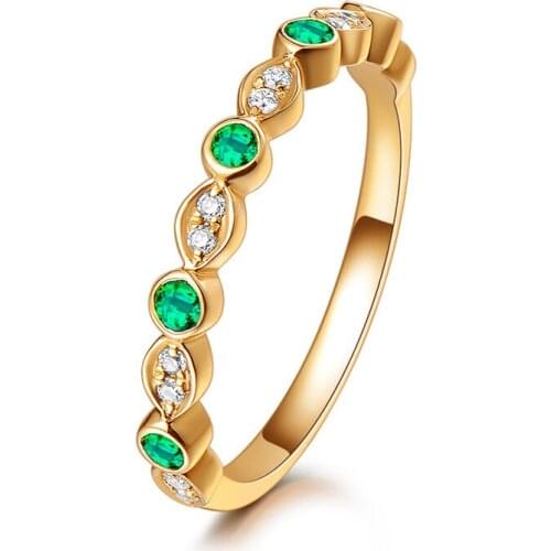 Hot Sale Brand Yellow Gold Color 100% 925 Sterling Silver Created Emerald Gemstone Wedding Party Womens Ring Fine Jewelry Gift