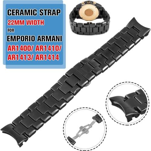 TOP Quality 22mm Ceramic Stainless Steel Watch Band Strap Band Bracelet for For EMPORIO for ARMANI AR1400 AR1410 AR1413 AR1414