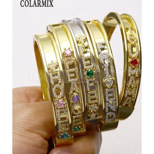 Mothers day gift Custom Slide Crystal charms bangles DIY design with 8 charms Copper bangles New design jewelry bangle 51307
