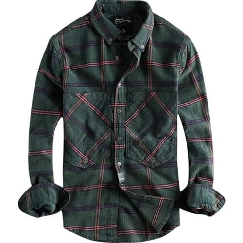 Japanese Harajuku Super Big Pocket Button Up Plaid Shirt for Men Urban Boys Streetwear Button Down Long Sleeve Plaid Shirts