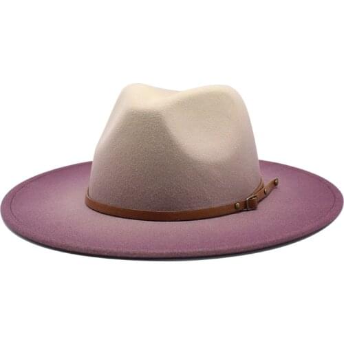 Women Men Wool Fedora Hat With Leather Ribbon Gentleman Elegant Lady Winter Autumn Wide Brim Jazz Church Panama Sombrero Cap