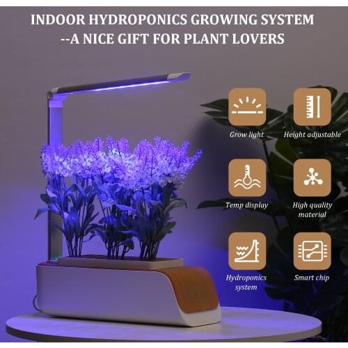 Hydroponics Growing System Smart Planter LED Grow Light Height Adjustable Temperature Display Automatic Timer Germination Kit