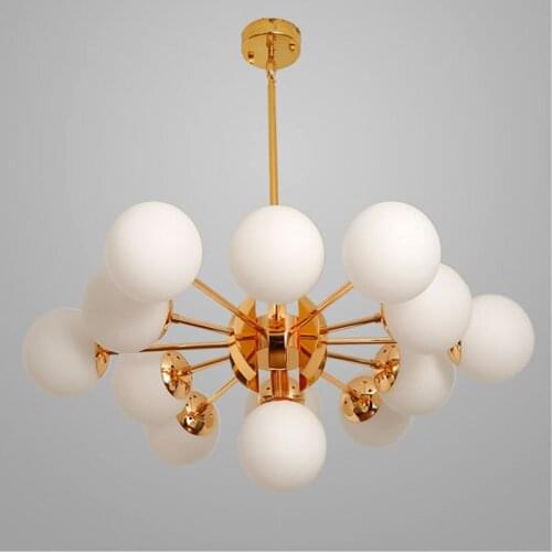Modern E27 Glass Lampshade Lamp Lustre Design Gold Chandeliers Living Room Bedroom Kitchen Decor Home Lighting Fixtures 110-220V