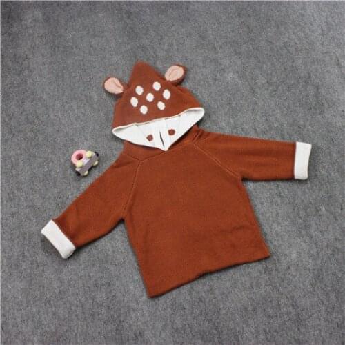 6PCS Wholesale New Autumn Winter Baby Girls&Boys Cute Hooded Deer Sweater Kids Pullover 1-4 Y