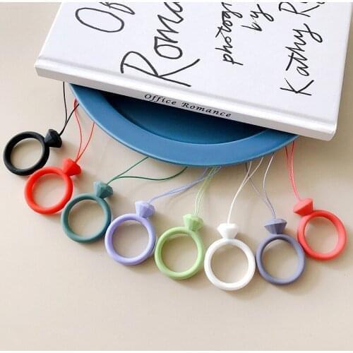 Universal Cute Cartoon Diamond Shape Short Style Finger Ring Mobile Phone Case Cover Straps Phone Lanyards