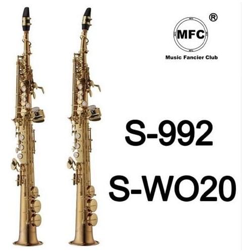 Japan Soprano Saxophone S-992 S-WO20 Neck Straight Curved Gold Lacquer Sax Soprano Musical Instruments Professional With Case