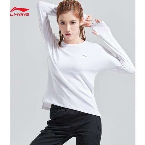 Li-Ning Women Running T-Shirt Warm Long Sleeve Shirts 95% Polyester 5% Spandex Loose Fit LiNing Sports Tops ATLN074 COND18