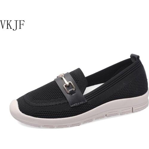 2021 Woman Vulcanize Shoes Women Sneakers Spring Fashion Mesh Breathe Loafers Thick Soles for Lazy People Wear Pop Metal