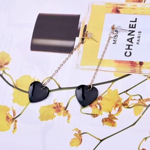 Hot fashion bohemian temperament earrings black fringed female earrings long love tassel simple pendant earrings