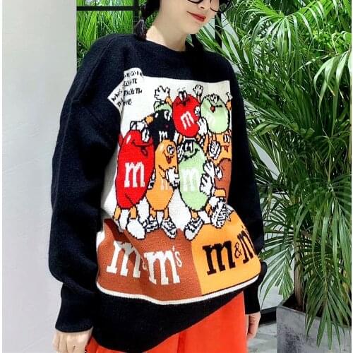 Brand Runway knit pullovers Women Winter warm sweaters woman cartoon cute loose oversized Knitted jumpers sweaters Tops NS230