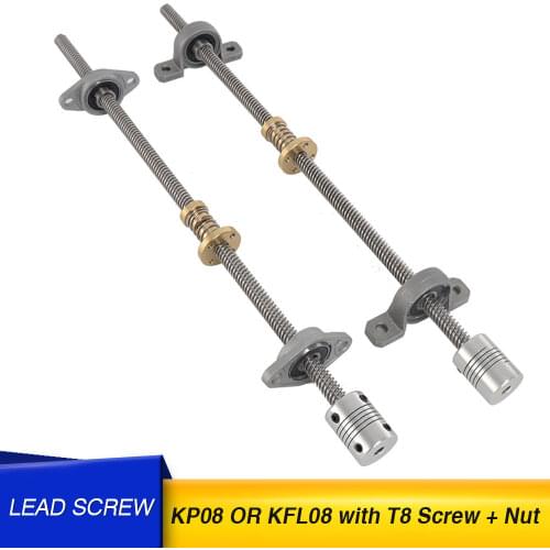 1set T8 Lead screw Trapezoidal 8mm + Anti-Backlash Nut + KP08 or KFL08 bearing Bracket +Flexible Coupling For 3D printer CNC