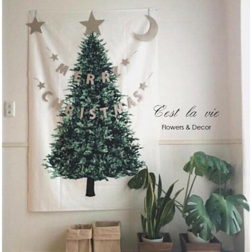 150x75 CM Christmas Tree Pine Hang Cloth Xmas Wall Decor Cloth New Year Background Tapestry